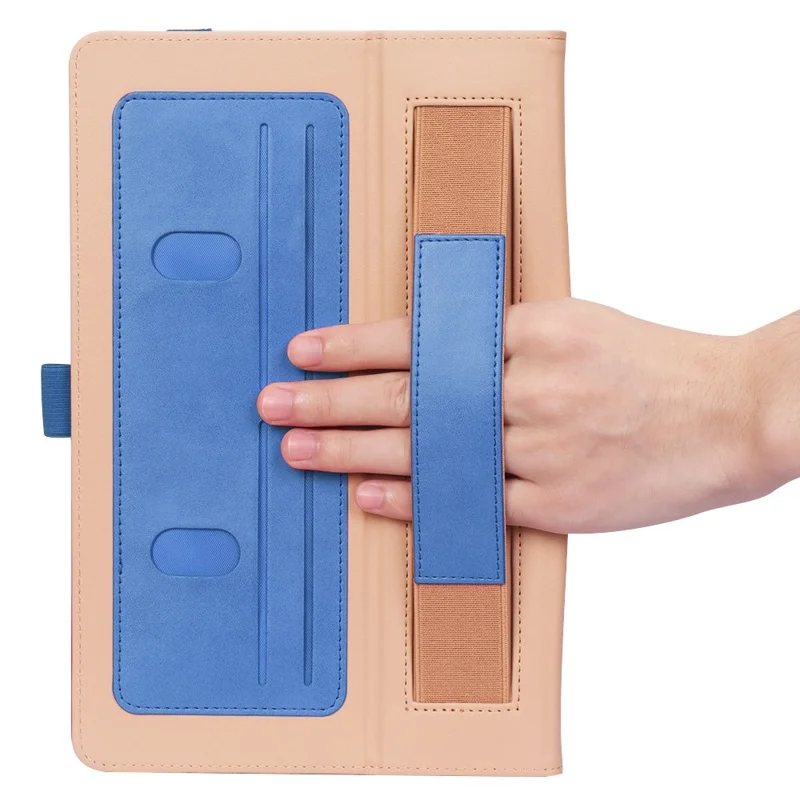 For Honor Pad X8 Business Retro Texture Tablet Case PU Leather Card Holder Stand Cover with Hand Strap and Elastic Band - Blue