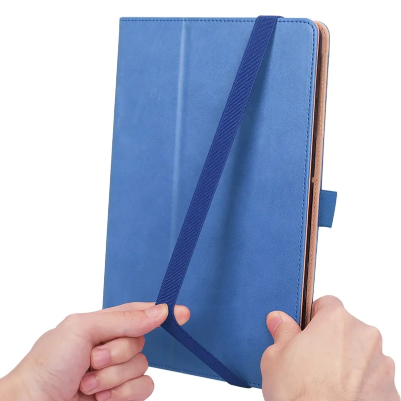 For Honor Pad X8 Business Retro Texture Tablet Case PU Leather Card Holder Stand Cover with Hand Strap and Elastic Band - Blue