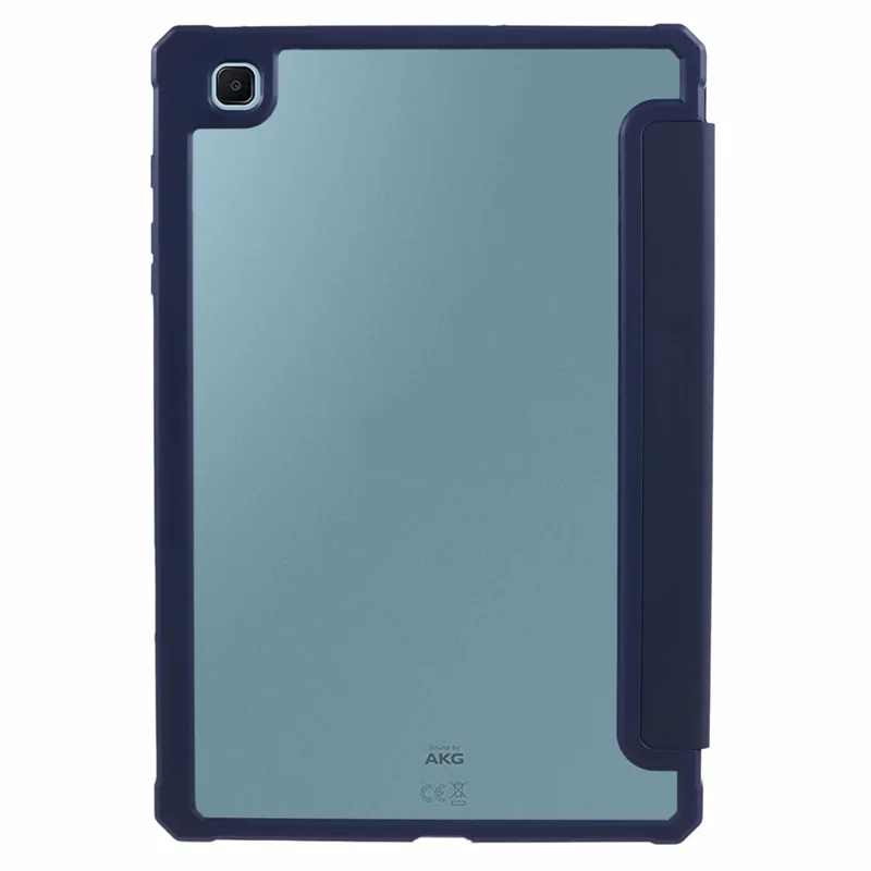 For Samsung Galaxy Tab S6 Lite (2024) / S6 Lite (2022) / S6 Lite (2020) Case PU Leather Tri-fold Stand Clear Back Tablet Cover  - Dark Blue