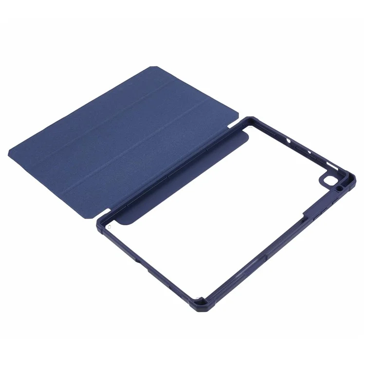 For Samsung Galaxy Tab S6 Lite (2024) / S6 Lite (2022) / S6 Lite (2020) Case PU Leather Tri-fold Stand Clear Back Tablet Cover  - Dark Blue