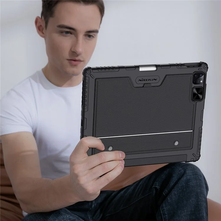 Nillkin Para Ipad Pro 12.9 (2020) /(2021) /(2021) Combo Combinado de Parachoques Case Auto Wake / Cubierta de Stand Anti-scratch Cubierta a Prueba de Golpes de Sueño