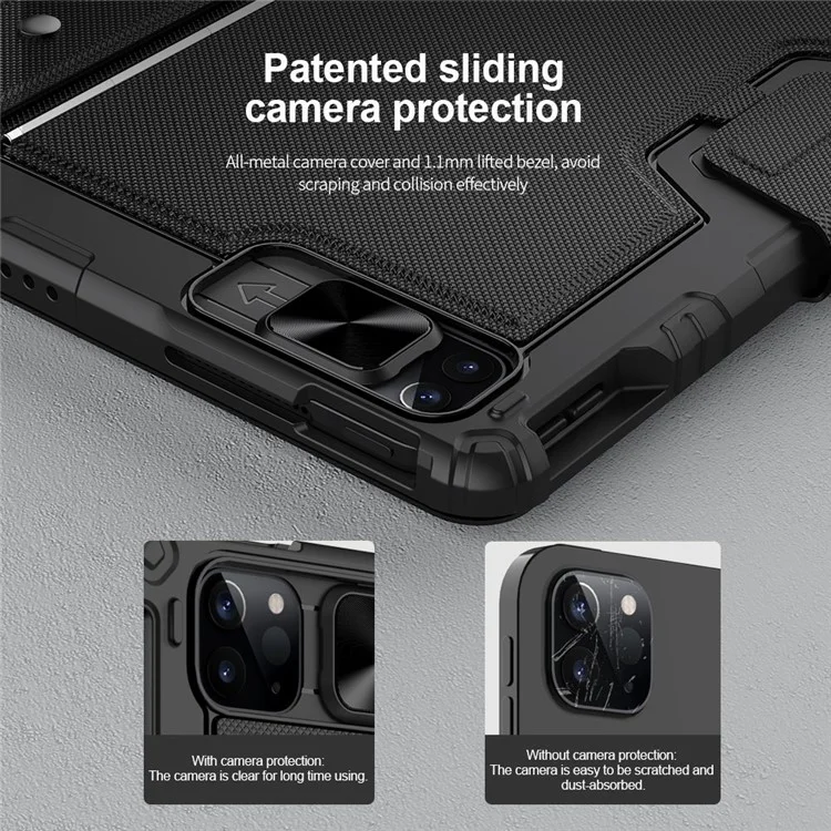 Nillkin Para Ipad Pro 12.9 (2020) /(2021) /(2021) Combo Combinado de Parachoques Case Auto Wake / Cubierta de Stand Anti-scratch Cubierta a Prueba de Golpes de Sueño