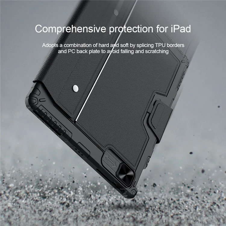 Nillkin Para Ipad Pro 12.9 (2020) /(2021) /(2021) Combo Combinado de Parachoques Case Auto Wake / Cubierta de Stand Anti-scratch Cubierta a Prueba de Golpes de Sueño