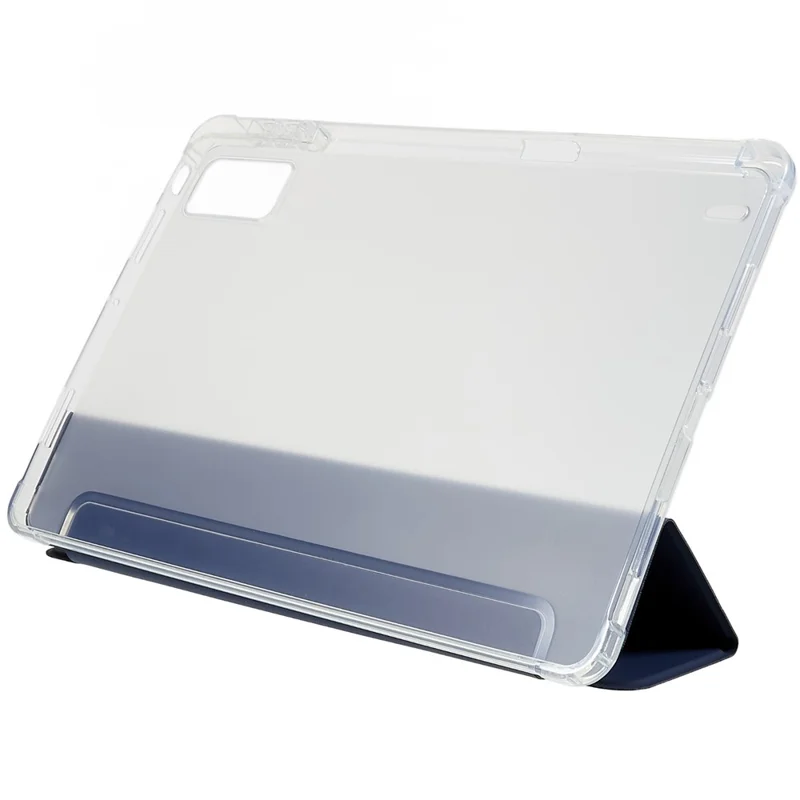For Xiaomi Pad 5 Pro 12.4 (2022) Trifold Stand PU Leather Tablet Case Full Protection Matte TPU Back Cover - Dark Blue