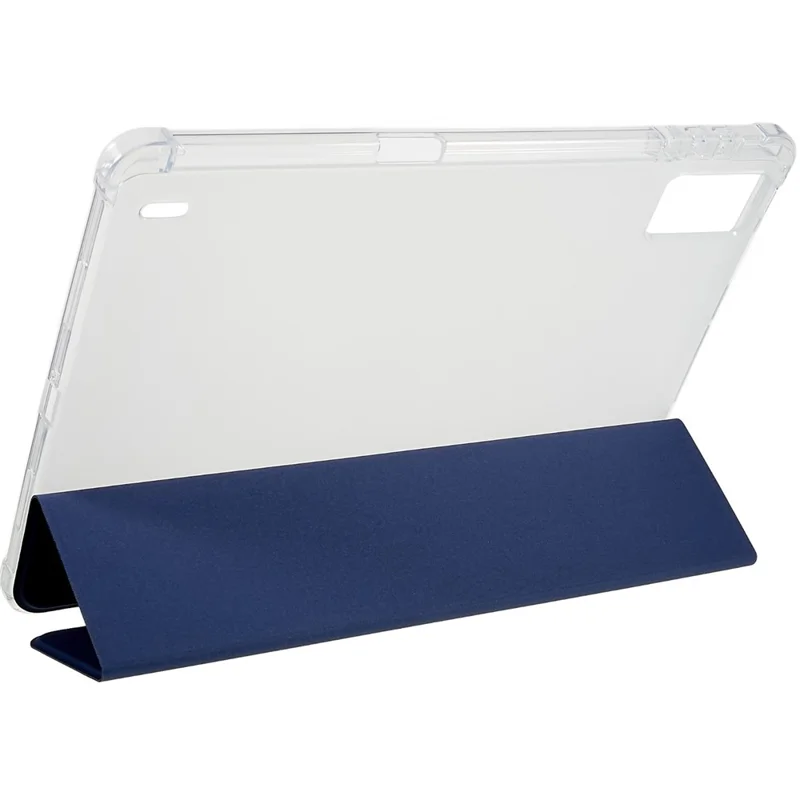 For Xiaomi Pad 5 Pro 12.4 (2022) Trifold Stand PU Leather Tablet Case Full Protection Matte TPU Back Cover - Dark Blue