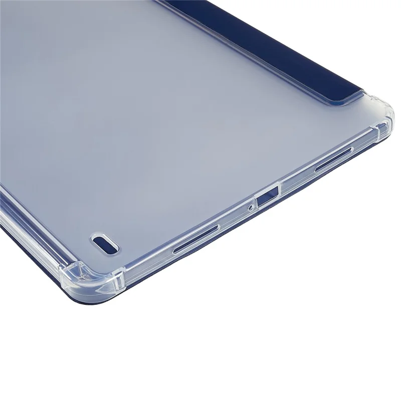 For Xiaomi Pad 5 Pro 12.4 (2022) Trifold Stand PU Leather Tablet Case Full Protection Matte TPU Back Cover - Dark Blue