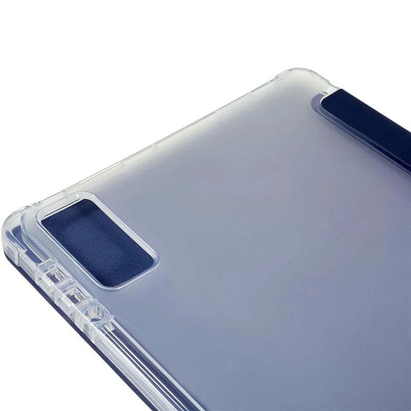 For Xiaomi Pad 5 Pro 12.4 (2022) Trifold Stand PU Leather Tablet Case Full Protection Matte TPU Back Cover - Dark Blue