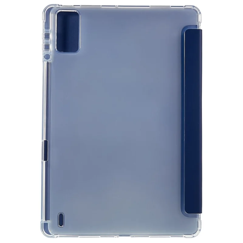 For Xiaomi Pad 5 Pro 12.4 (2022) Trifold Stand PU Leather Tablet Case Full Protection Matte TPU Back Cover - Dark Blue