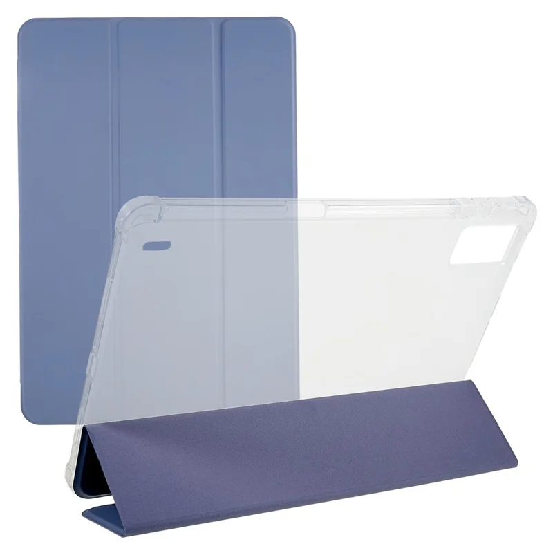 For Xiaomi Pad 5 Pro 12.4 (2022) Trifold Stand PU Leather Tablet Case Full Protection Matte TPU Back Cover - Baby Blue