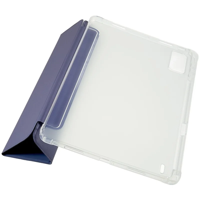 For Xiaomi Pad 5 Pro 12.4 (2022) Trifold Stand PU Leather Tablet Case Full Protection Matte TPU Back Cover - Baby Blue