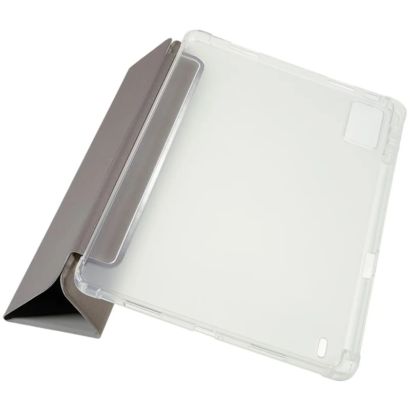 Capa para Tablet em Couro PU com Suporte Triplo e Proteção Total para Xiaomi Pad 5 Pro 12.4 (2022), Capa Traseira Fosca em TPU - Cinzenta