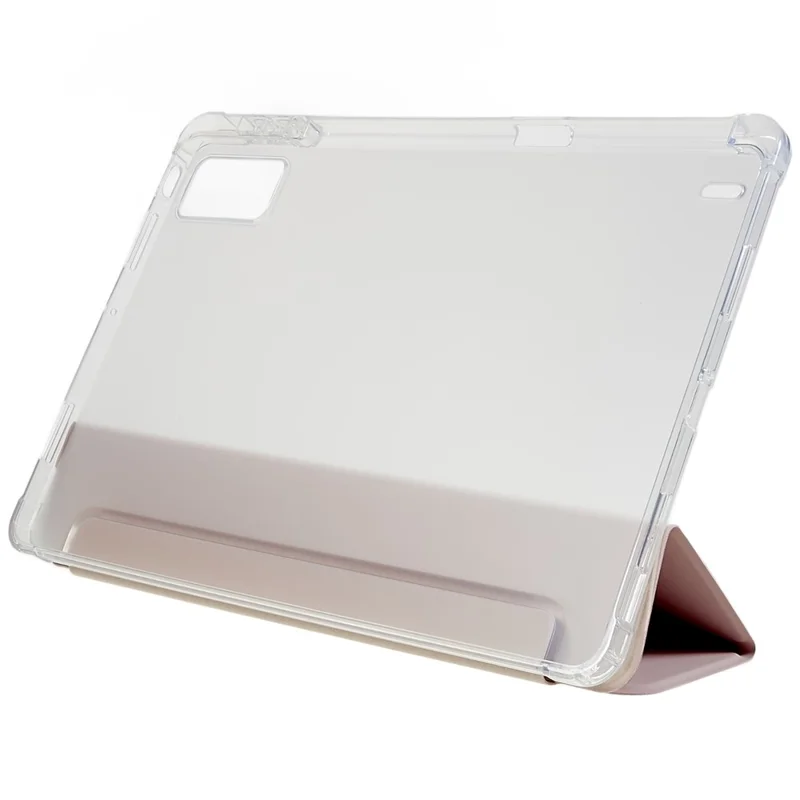 For Xiaomi Pad 5 Pro 12.4 (2022) Trifold Stand PU Leather Tablet Case Full Protection Matte TPU Back Cover - Rose Gold