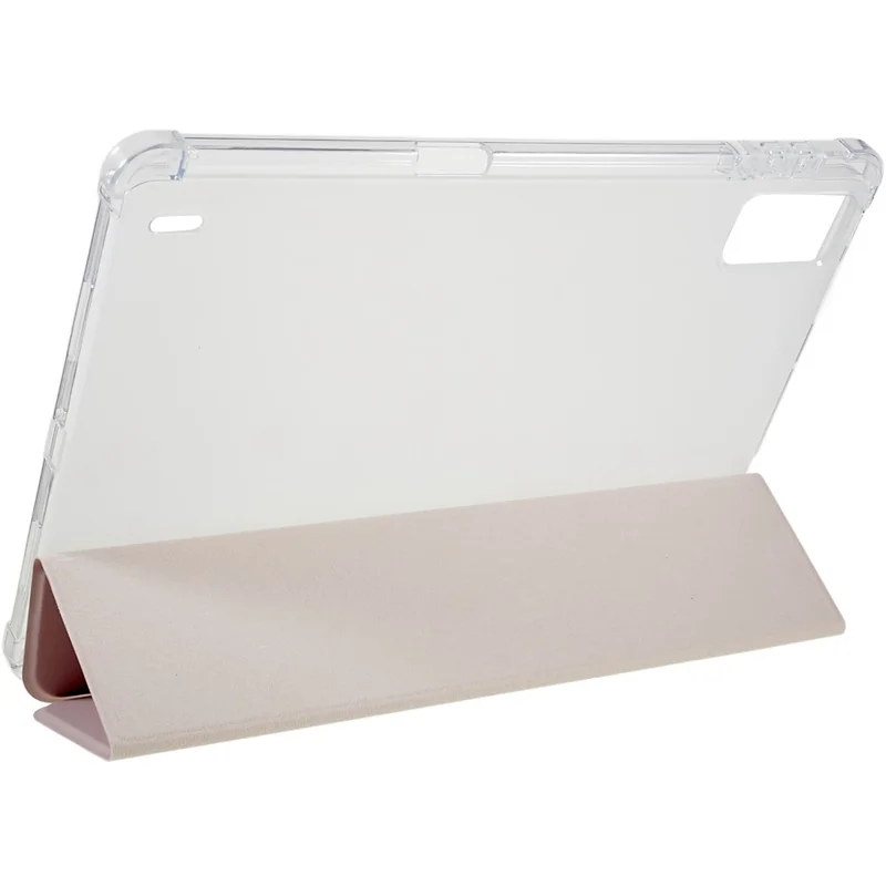 For Xiaomi Pad 5 Pro 12.4 (2022) Trifold Stand PU Leather Tablet Case Full Protection Matte TPU Back Cover - Rose Gold
