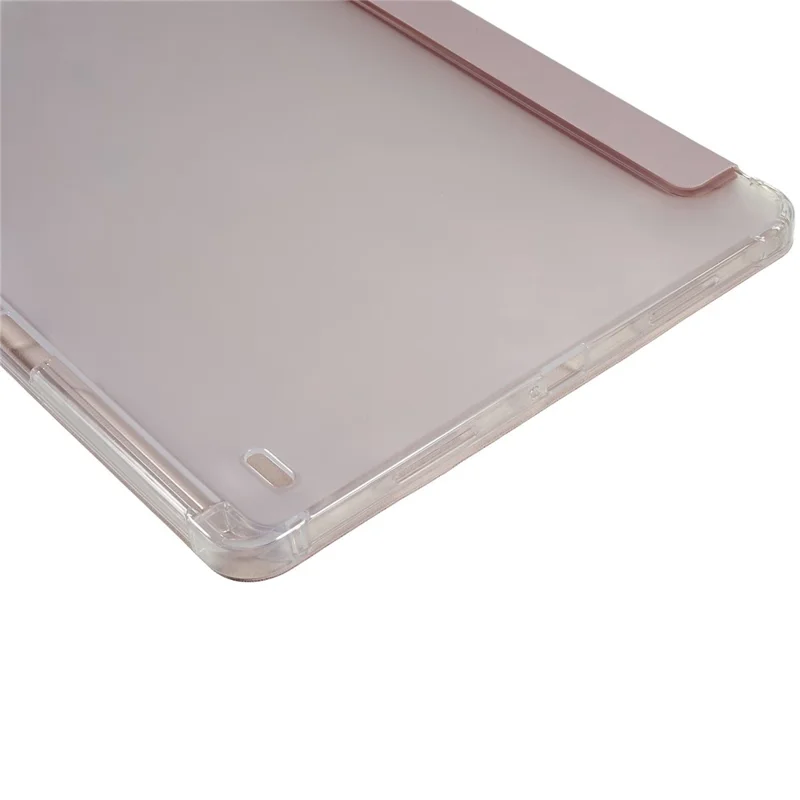 For Xiaomi Pad 5 Pro 12.4 (2022) Trifold Stand PU Leather Tablet Case Full Protection Matte TPU Back Cover - Rose Gold