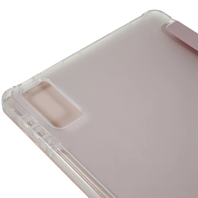 For Xiaomi Pad 5 Pro 12.4 (2022) Trifold Stand PU Leather Tablet Case Full Protection Matte TPU Back Cover - Rose Gold