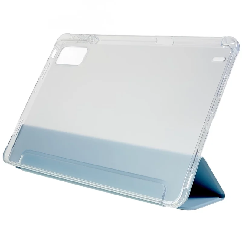 For Xiaomi Pad 5 Pro 12.4 (2022) Trifold Stand PU Leather Tablet Case Full Protection Matte TPU Back Cover - Sky Blue