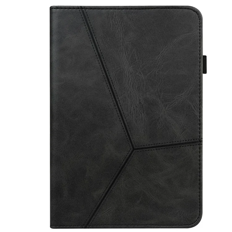 For Xiaomi Redmi Pad PU Leather Elastic Band Protective Case Card Slots Multi-Angle Stand Line Imprinted Tablet Cover with Pen Holder - Black