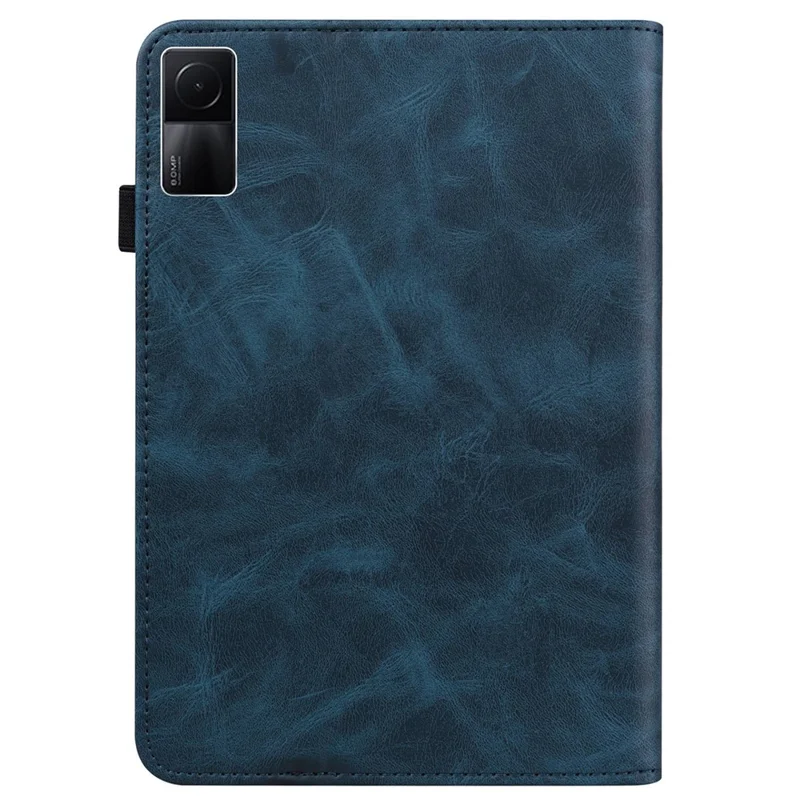 For Xiaomi Redmi Pad PU Leather Elastic Band Protective Case Card Slots Multi-Angle Stand Line Imprinted Tablet Cover with Pen Holder - Blue