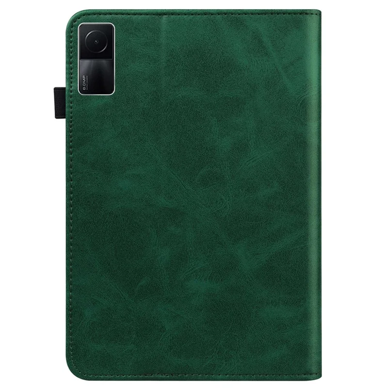 For Xiaomi Redmi Pad PU Leather Elastic Band Protective Case Card Slots Multi-Angle Stand Line Imprinted Tablet Cover with Pen Holder - Green