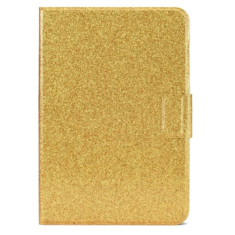For iPad (2025) / 10.9 (2022) Glittery Sparkly Folio Tablet Case PU Leather Magnetic Clasp Protective Cover with Stand Card Holder - Gold