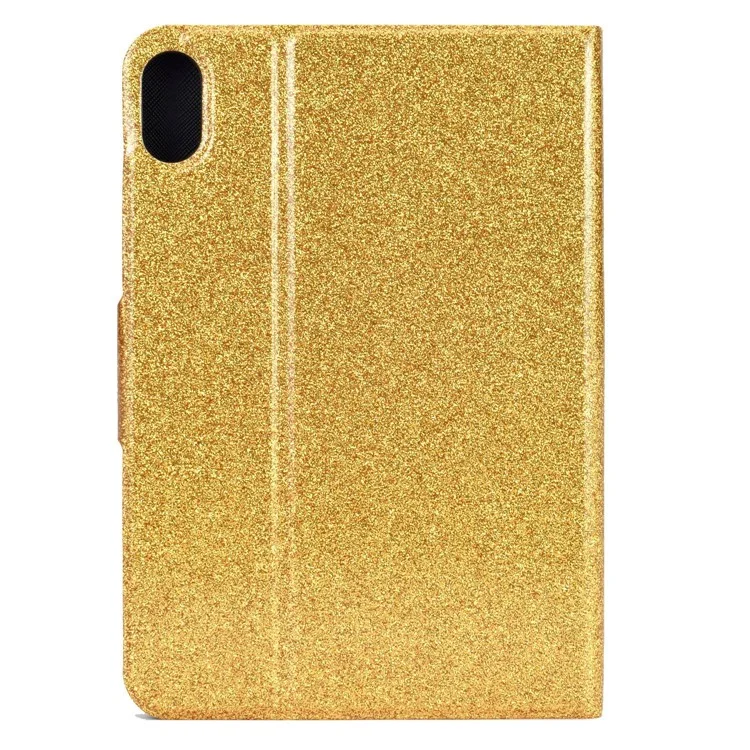 For iPad (2025) / 10.9 (2022) Glittery Sparkly Folio Tablet Case PU Leather Magnetic Clasp Protective Cover with Stand Card Holder - Gold