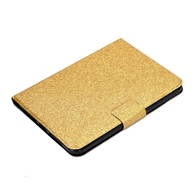 For iPad (2025) / 10.9 (2022) Glittery Sparkly Folio Tablet Case PU Leather Magnetic Clasp Protective Cover with Stand Card Holder - Gold