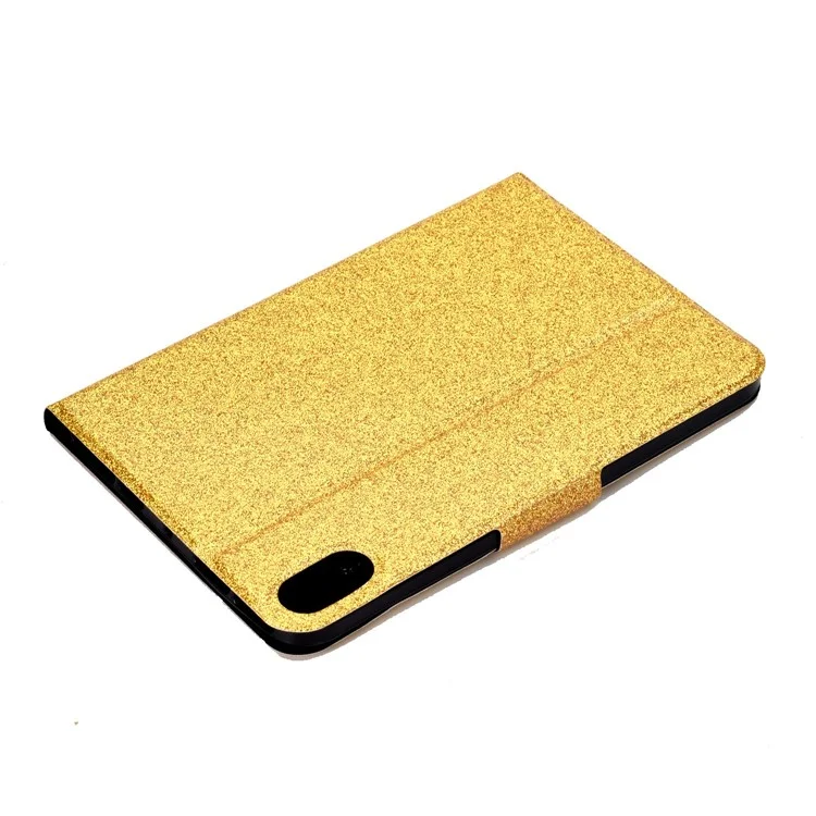 For iPad (2025) / 10.9 (2022) Glittery Sparkly Folio Tablet Case PU Leather Magnetic Clasp Protective Cover with Stand Card Holder - Gold