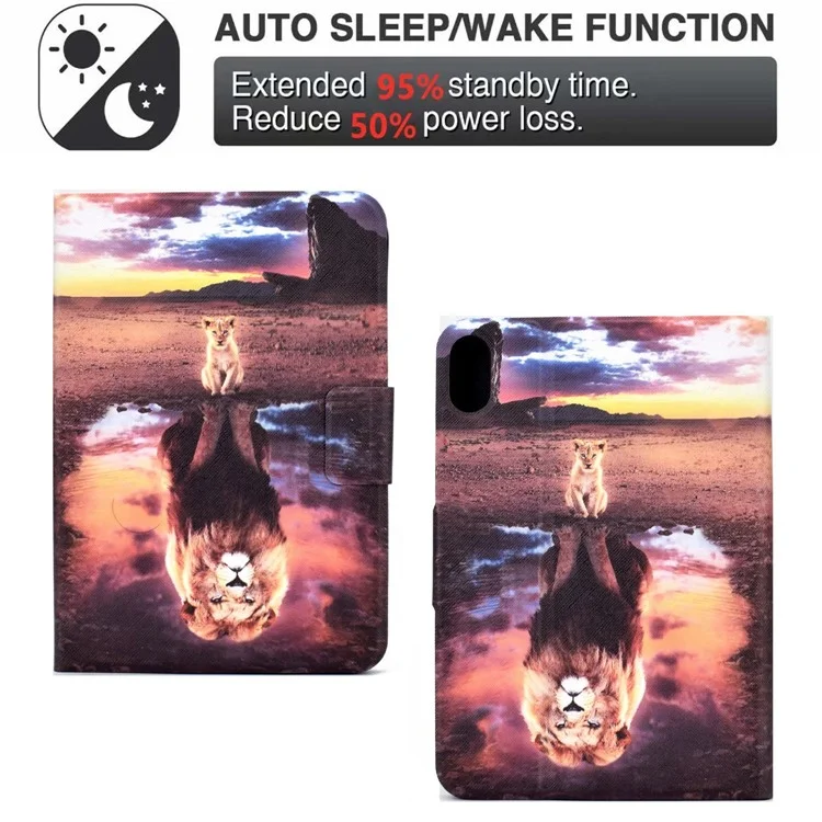Para Ipad 10.9 (2022) / Ipad 10th Gen Pattern Imprenting Tableta Case PU Leather Stand a Prueba de Golpes Auto Wake / Sleep Smart Cover Con Soporte Para Tarjetas - León / Leopardo