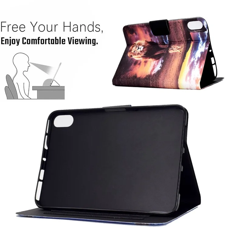 Para Ipad 10.9 (2022) / Ipad 10th Gen Pattern Imprenting Tableta Case PU Leather Stand a Prueba de Golpes Auto Wake / Sleep Smart Cover Con Soporte Para Tarjetas - León / Leopardo
