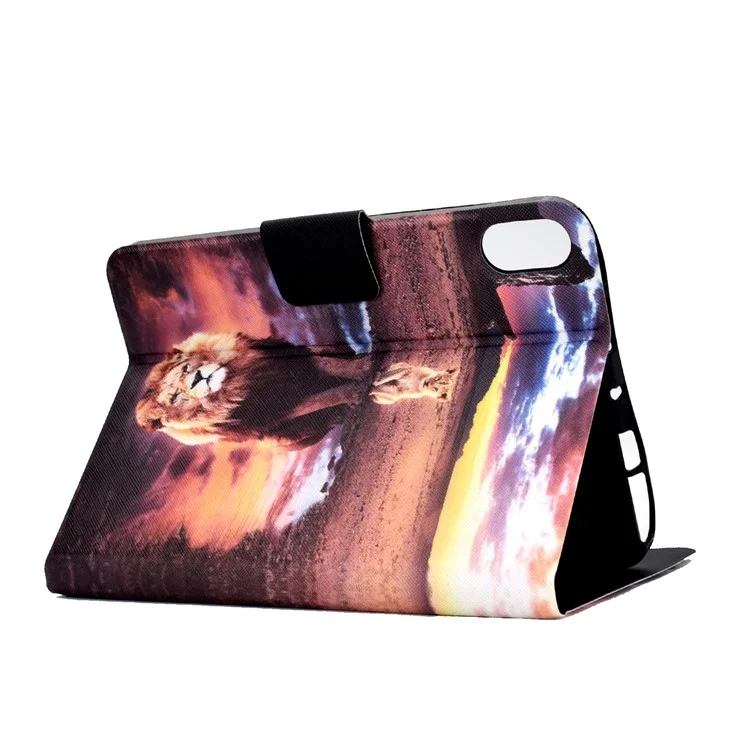 Para Ipad 10.9 (2022) / Ipad 10th Gen Pattern Imprenting Tableta Case PU Leather Stand a Prueba de Golpes Auto Wake / Sleep Smart Cover Con Soporte Para Tarjetas - León / Leopardo
