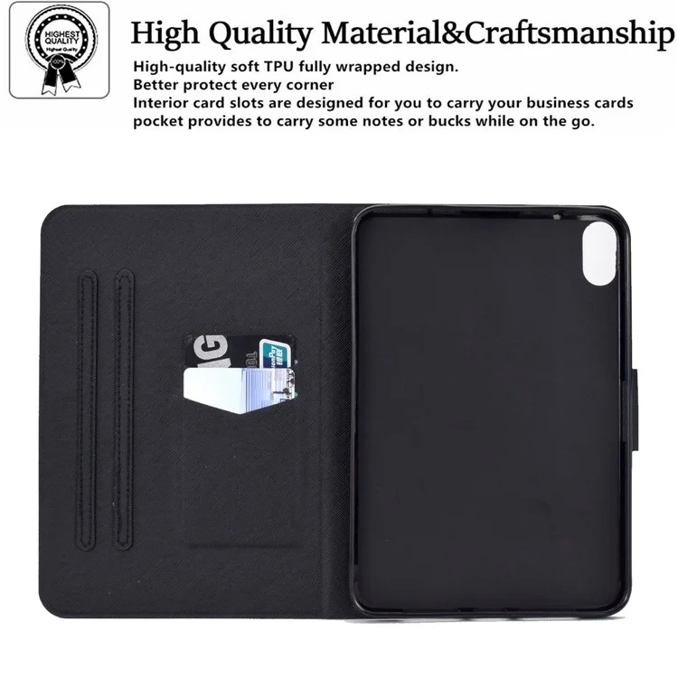 Para Ipad 10.9 (2022) / Ipad 10th Gen Pattern Imprenting Tableta Case PU Leather Stand a Prueba de Golpes Auto Wake / Sleep Smart Cover Con Soporte Para Tarjetas - León / Leopardo