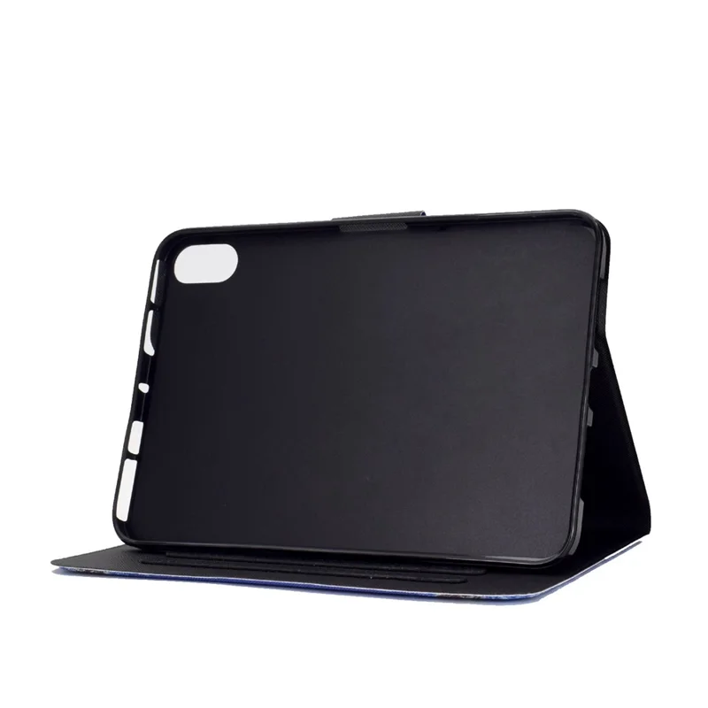 For iPad (2025) / 10.9 (2022) Pattern Printing PU Leather Tablet Case Folding Stand Folio Cover with Card Holder - Space Dog