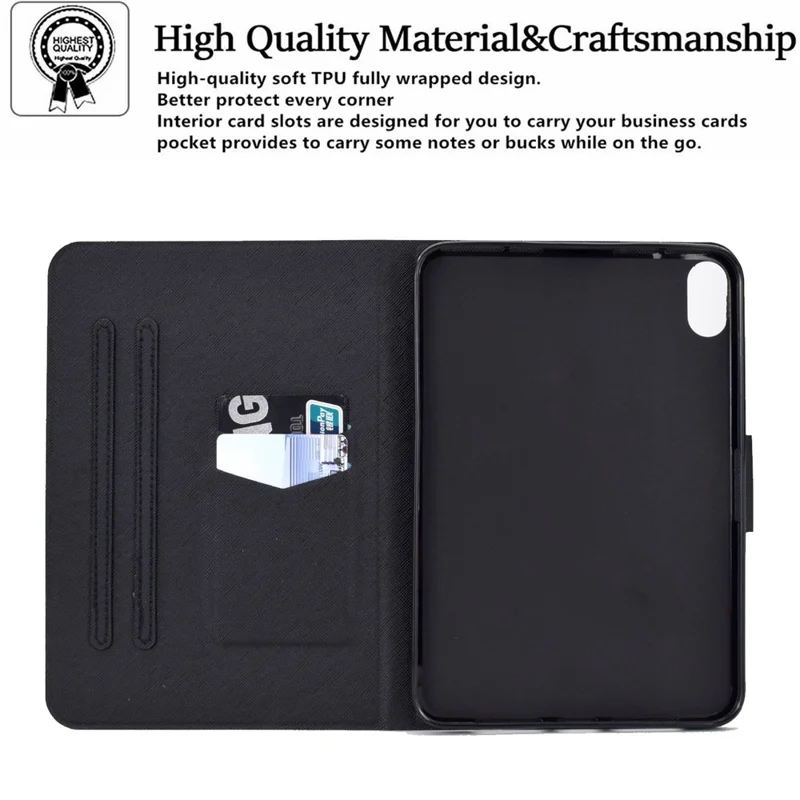 For iPad (2025) / 10.9 (2022) Pattern Printing PU Leather Tablet Case Folding Stand Folio Cover with Card Holder - Space Dog