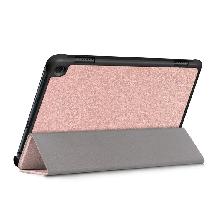 Para Amazon Fire HD 8 (2020) / HD 8 Plus (2022) Funda de Tableta de Piel de PU a Prueba de Golpes Trifold Stand Cubierta Inteligente de Activación / Suspensión - Oro Rosa