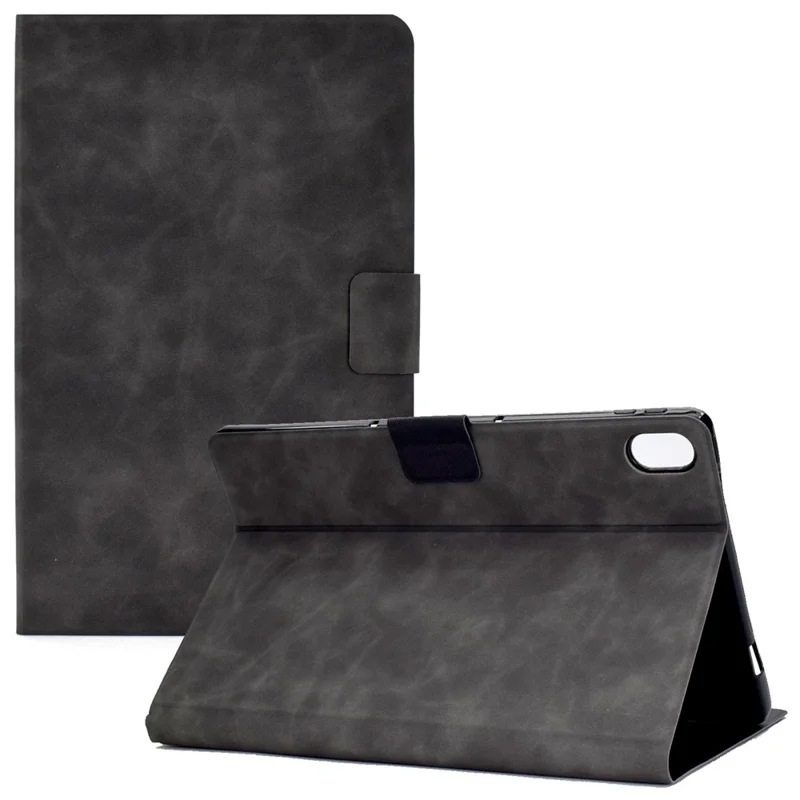 For iPad (2025) / 10.9 (2022) Stand Folio Tablet Case Cowhide Texture PU Leather Anti-Scratch Cover with Card Holder - Black