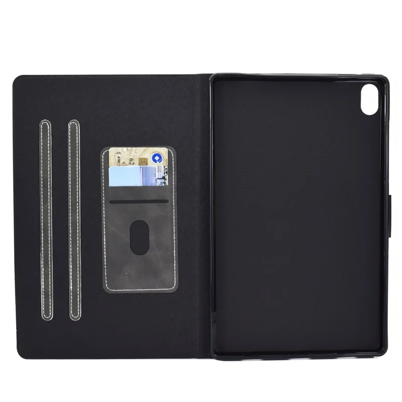 For iPad (2025) / 10.9 (2022) Stand Folio Tablet Case Cowhide Texture PU Leather Anti-Scratch Cover with Card Holder - Black
