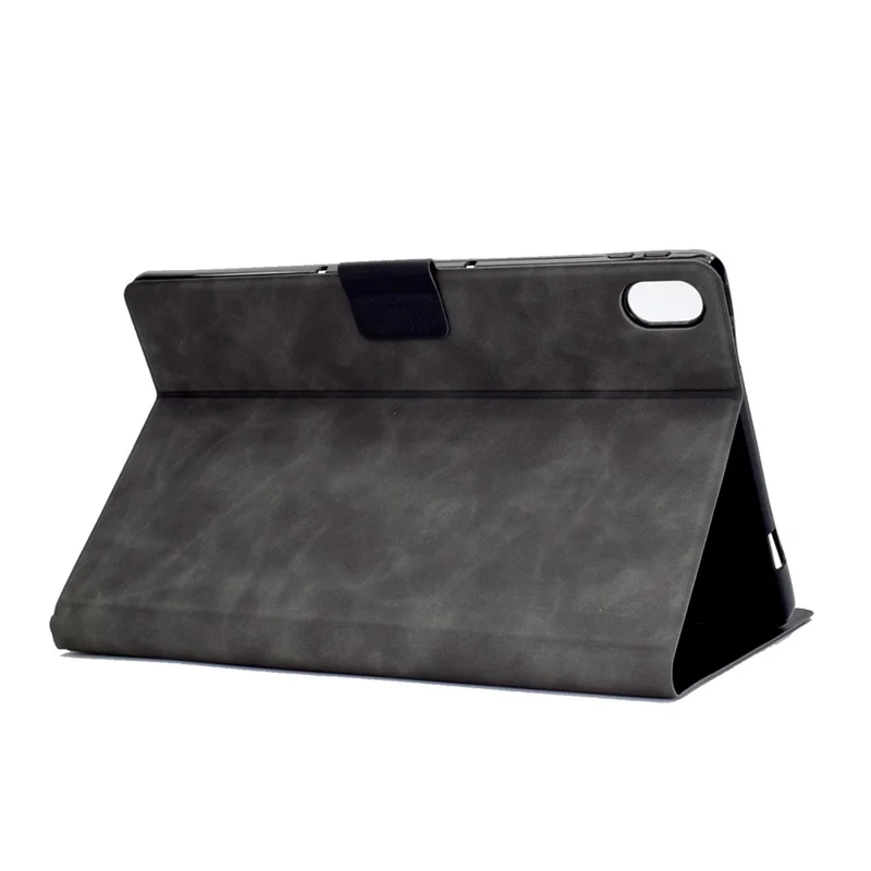 For iPad (2025) / 10.9 (2022) Stand Folio Tablet Case Cowhide Texture PU Leather Anti-Scratch Cover with Card Holder - Black