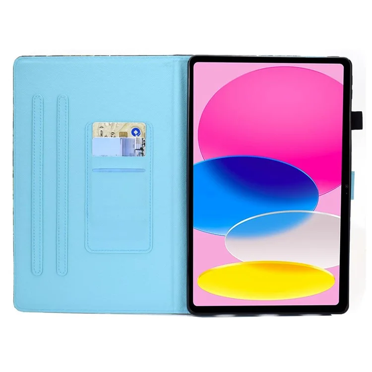 Per iPad 10.9 (2022) / iPad 10a Gen Custodia con Stand Regolabile con Stampa a Motivi, Protezione Completa, Cucitura a Linee, in Pelle PU con Slot per Schede e Porta Penna - Cerchi Colorati