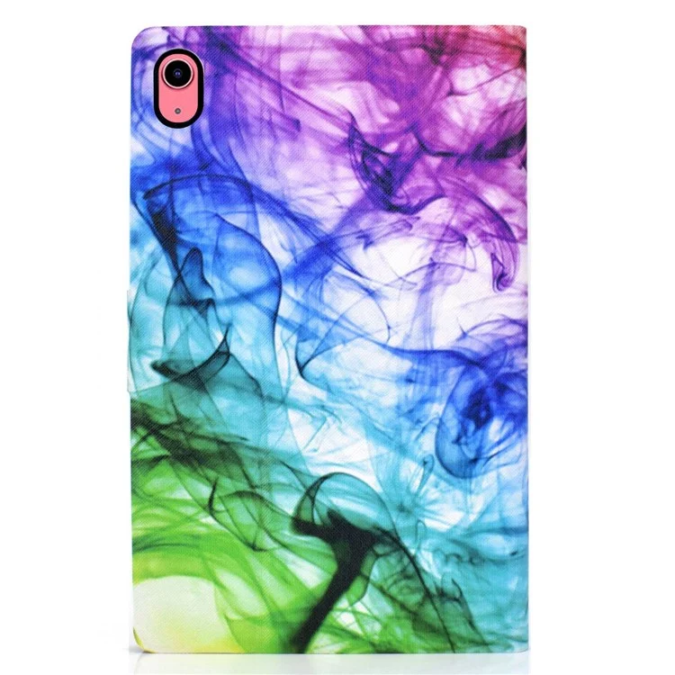 For iPad (2025) / 10.9 (2022) Pattern Printing PU Leather Folio Tablet Case Fold Stand Card Holder Magnetic Flip Cover - Smoke