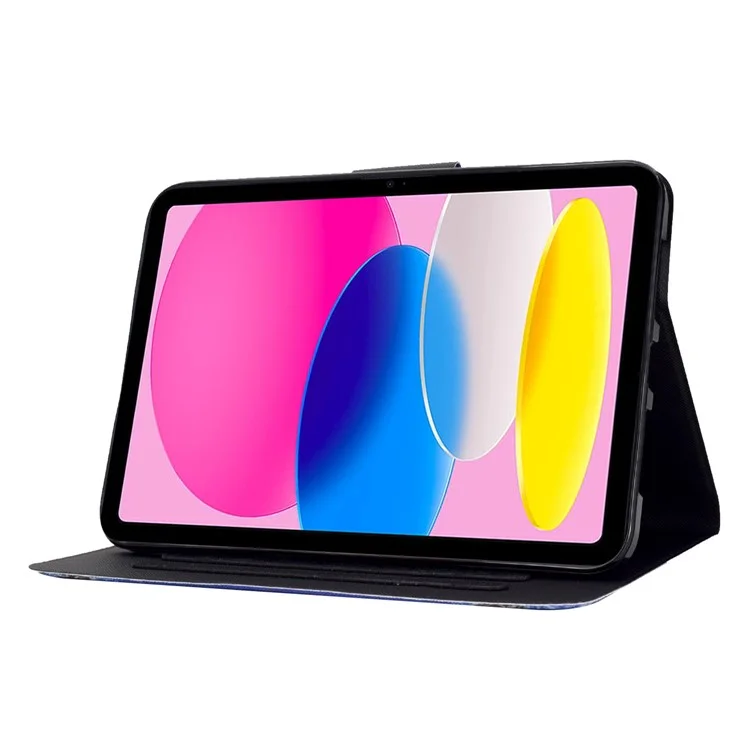 Para iPad 10.9 (2022) / iPad 10ª Geração Padrão de Impressão PU Leather Tablet Case Fold Stand Magnetic Flip Cover com Porta-Cartões - Borboleta e Cachorro