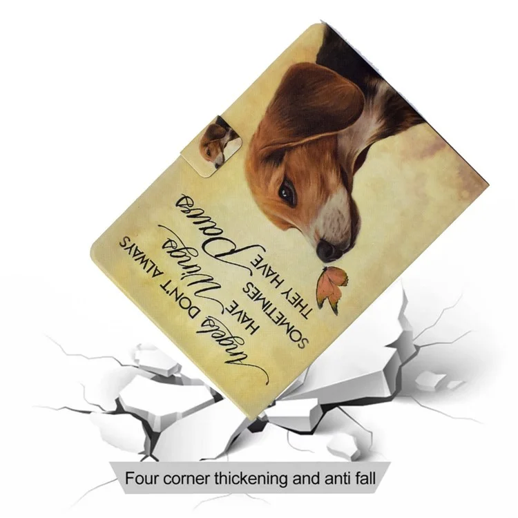 Para iPad 10.9 (2022) / iPad 10ª Geração Padrão de Impressão PU Leather Tablet Case Fold Stand Magnetic Flip Cover com Porta-Cartões - Borboleta e Cachorro