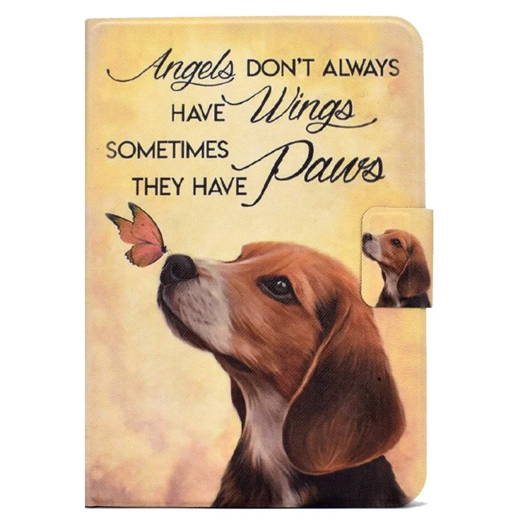 Para iPad 10.9 (2022) / iPad 10ª Geração Padrão de Impressão PU Leather Tablet Case Fold Stand Magnetic Flip Cover com Porta-Cartões - Borboleta e Cachorro