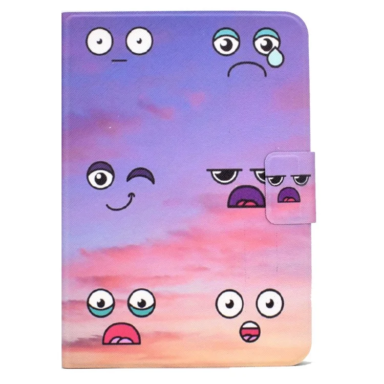 Pour Ipad 10.9 (2022) / Ipad 10e Génération Motif Imprimer le Boîtier de Tablette en Cuir PU Pliant Support de Couverture de Flip Magnétique Avec Support de Carte - Expression Faciale