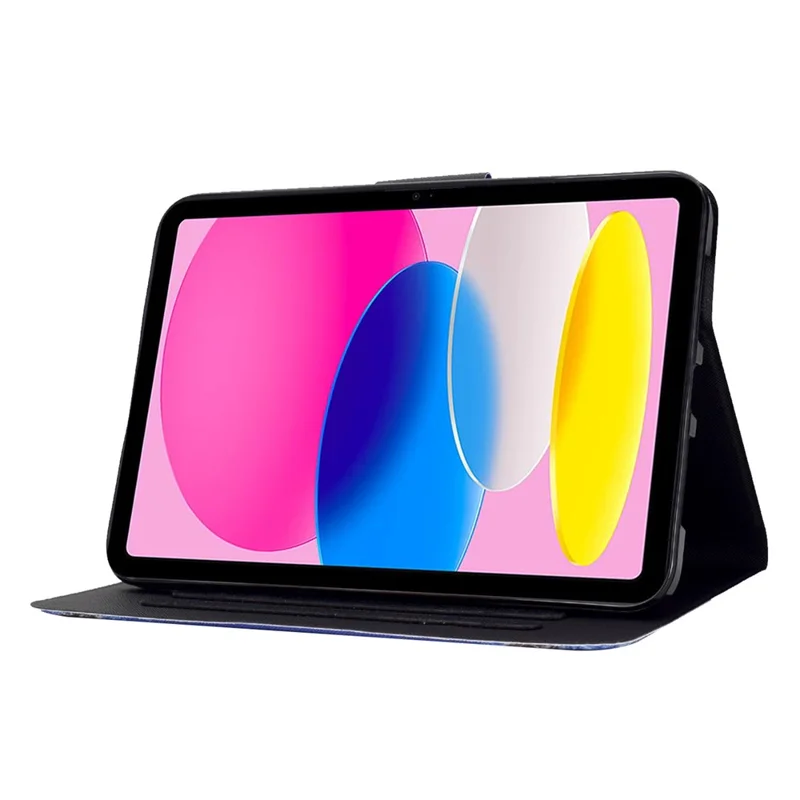 For iPad (2025) / 10.9 (2022) Pattern Printing PU Leather Tablet Case Fold Stand Magnetic Flip Cover with Card Holder - Three Giraffes