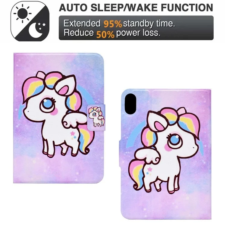 For iPad (2025) / 10.9 (2022) Pattern Printing PU Leather Tablet Case Fold Stand Magnetic Flip Cover with Card Holder - Colorful Pony