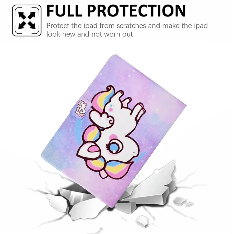 For iPad (2025) / 10.9 (2022) Pattern Printing PU Leather Tablet Case Fold Stand Magnetic Flip Cover with Card Holder - Colorful Pony