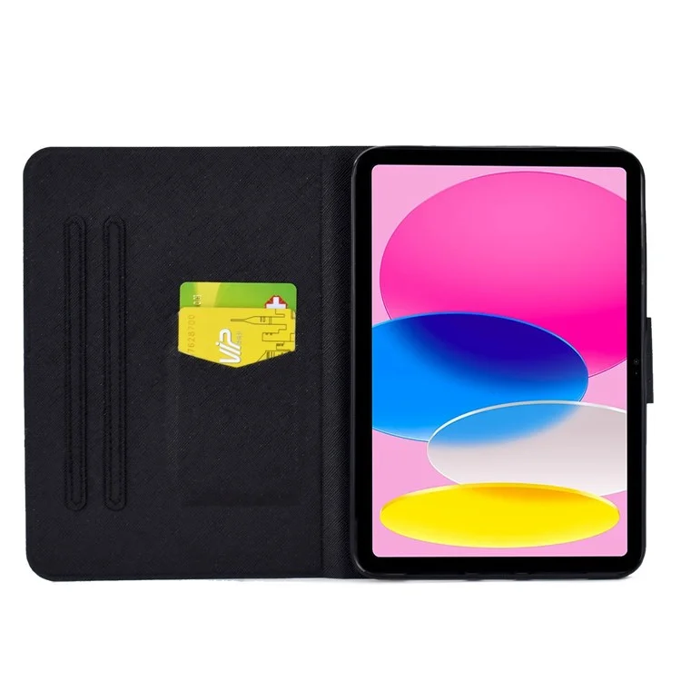 Per iPad 10.9 (2022) / iPad 10a Gen Custodia Tablet in Pelle PU con Stampa a Motivi Pieghevole con Supporto Magnetico Flip e Porta Carte - Gatto