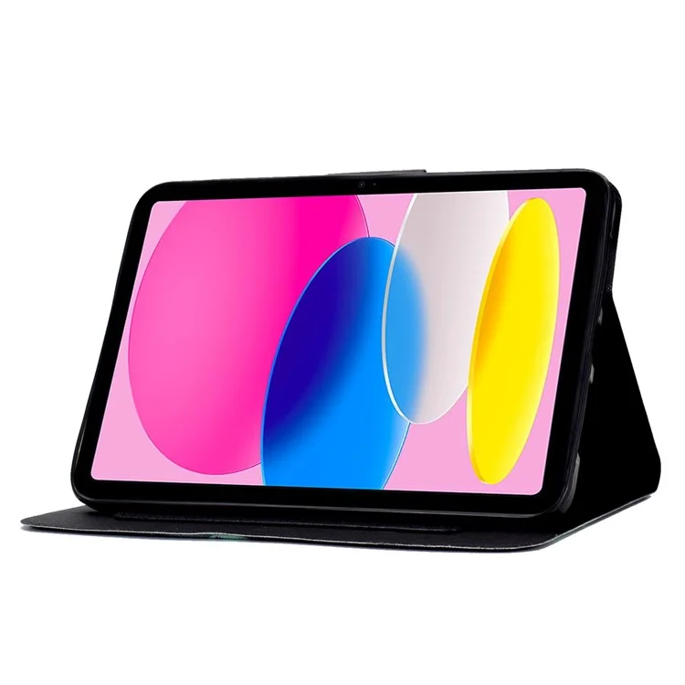 Per iPad 10.9 (2022) / iPad 10a Gen Custodia Tablet in Pelle PU con Stampa a Motivi Pieghevole con Supporto Magnetico Flip e Porta Carte - Gatto
