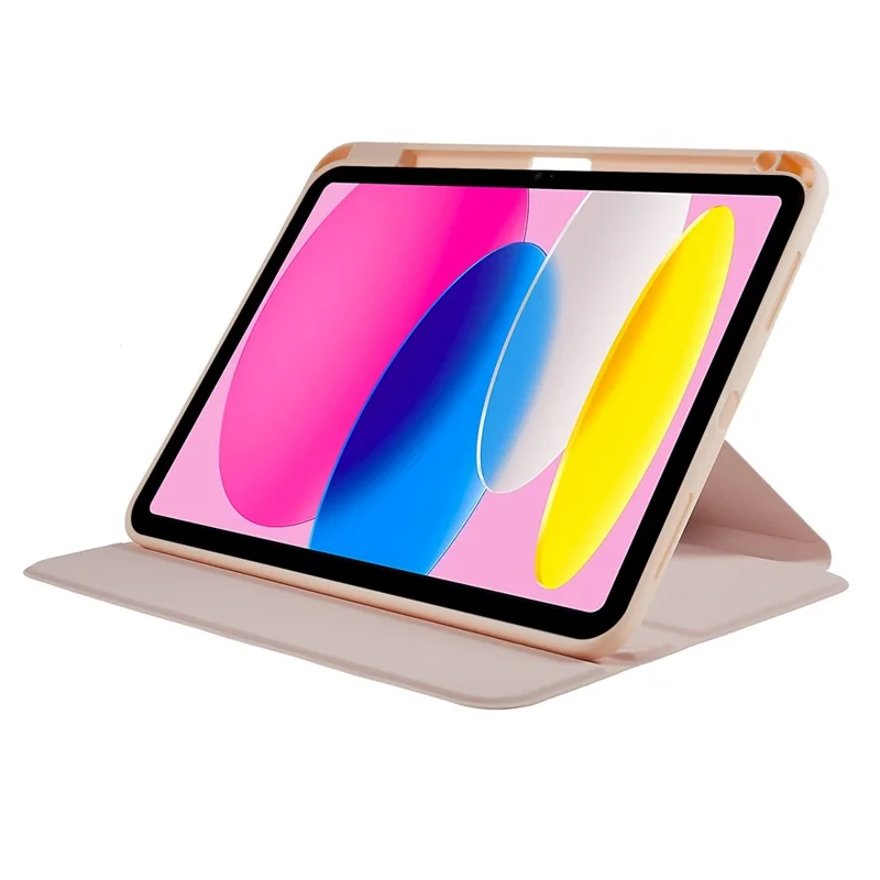 MUTURAL for iPad (2025) / 10.9 (2022) PU Leather Stand Tablet Case Clear Transparent Back Shockproof Protective Cover with Pen Holder - Pink