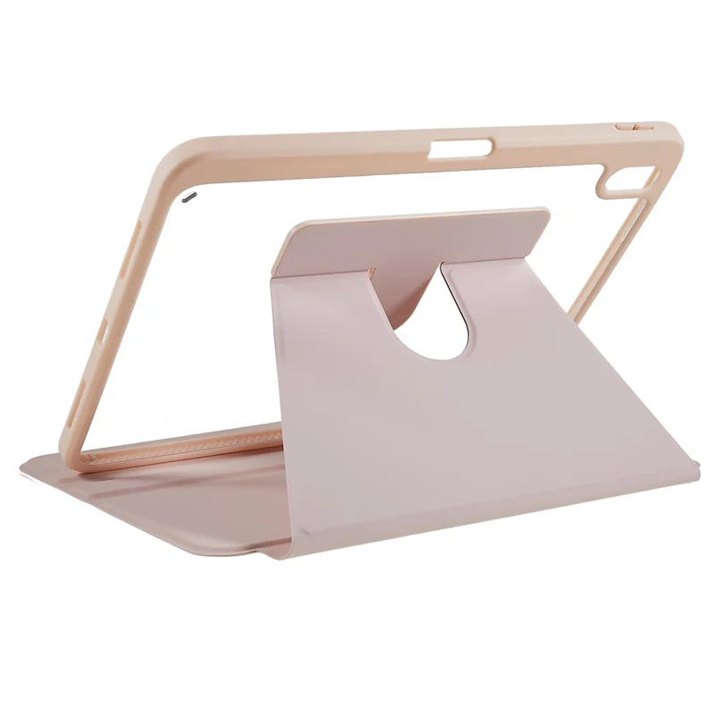 MUTURAL for iPad (2025) / 10.9 (2022) PU Leather Stand Tablet Case Clear Transparent Back Shockproof Protective Cover with Pen Holder - Pink
